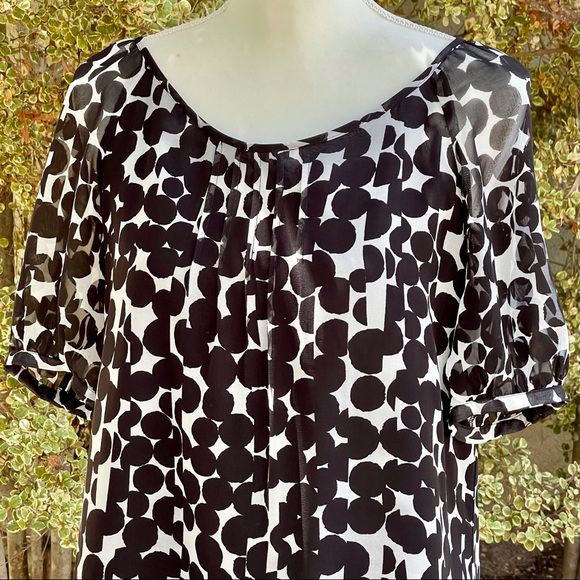 Uniqlo Circles Black & White Chiffon Dress, sz M - Picture 1 of 11